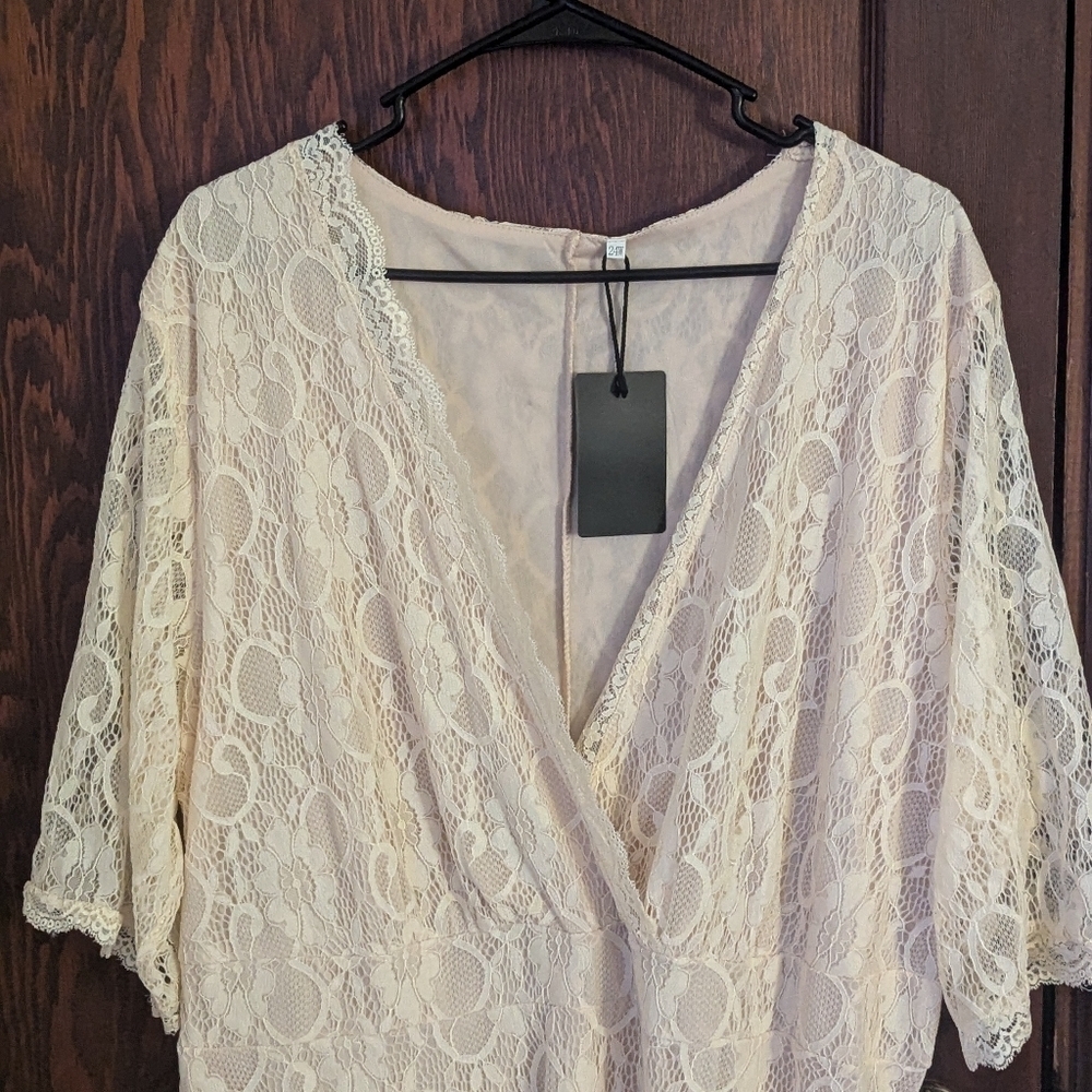 New with Tags Pinup Fashion Off White Lace Bridal Shower Dress Size 24W - Picture 2 of 6